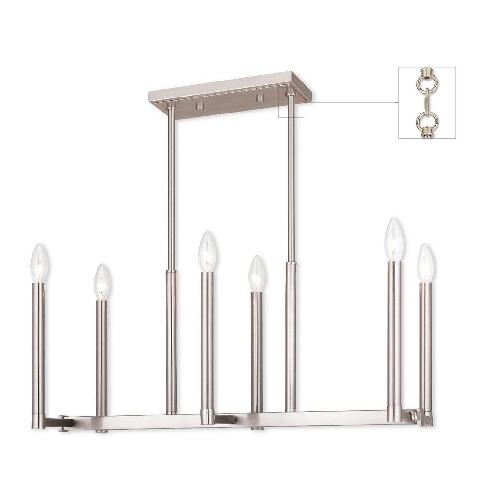 Livex Lighting Alpine 6 Light Brushed Nickel Linear Chandelier 40256 Livex Lighting Alpine 6 Light Brushed Nickel Linear Chandelier