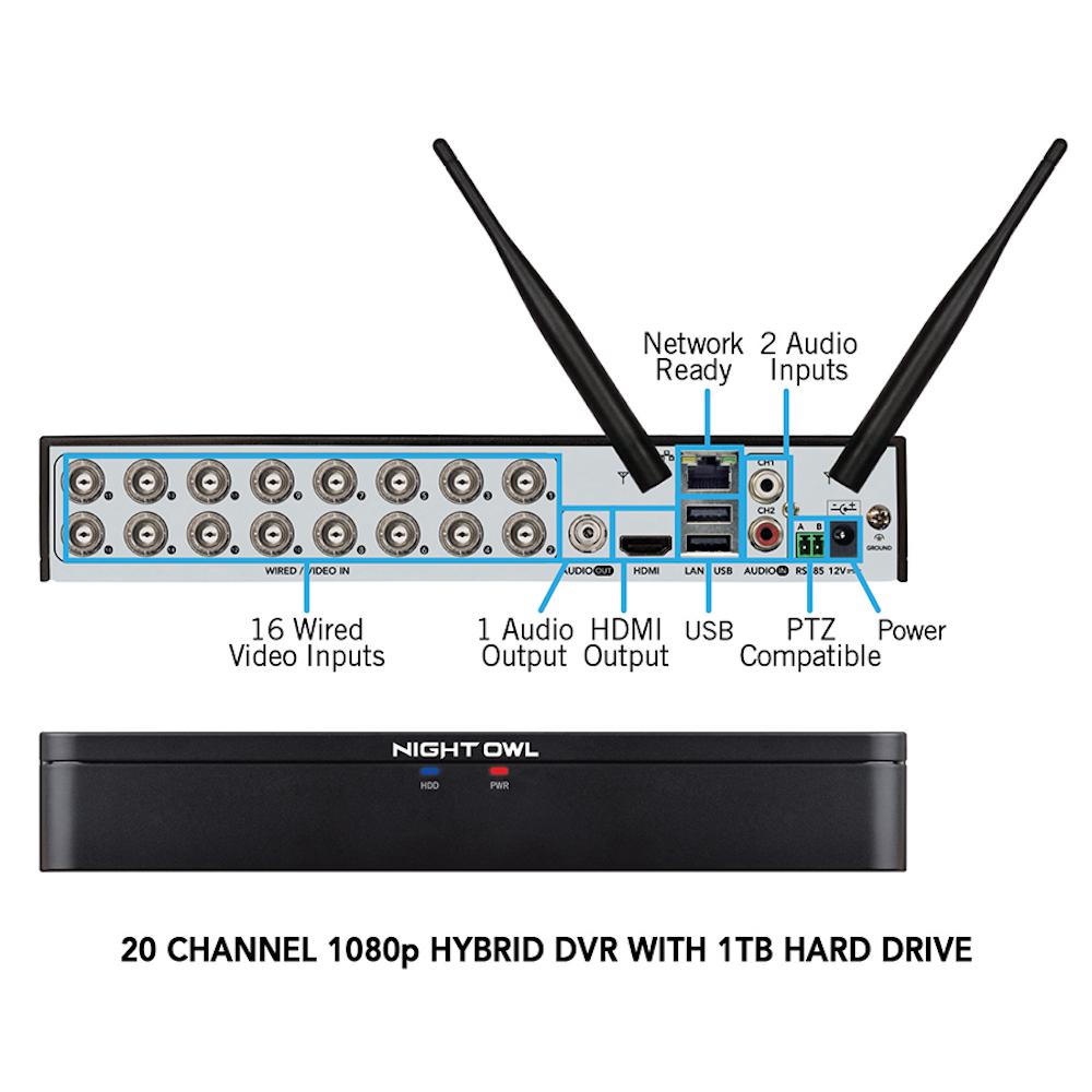 Night Owl 16 Channel 5mp 1080p 1tb Dvr Security Surveillance System With Human Detection Technology And 10 Spotlight Cameras C50x 161 10l The Home Depot