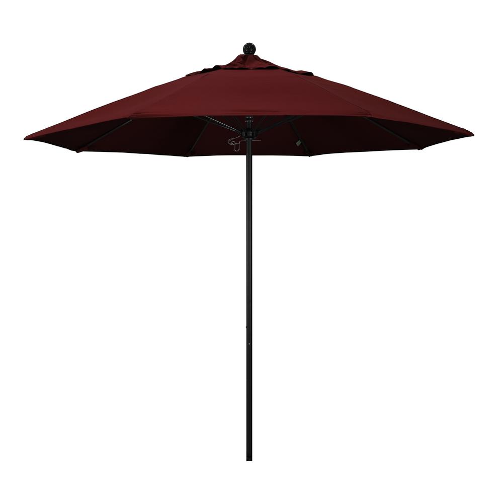 Destinationgear Cinzano 9 Ft Wooden Market Drape Patio Umbrella In Red And Blue 1377 The Home Depot