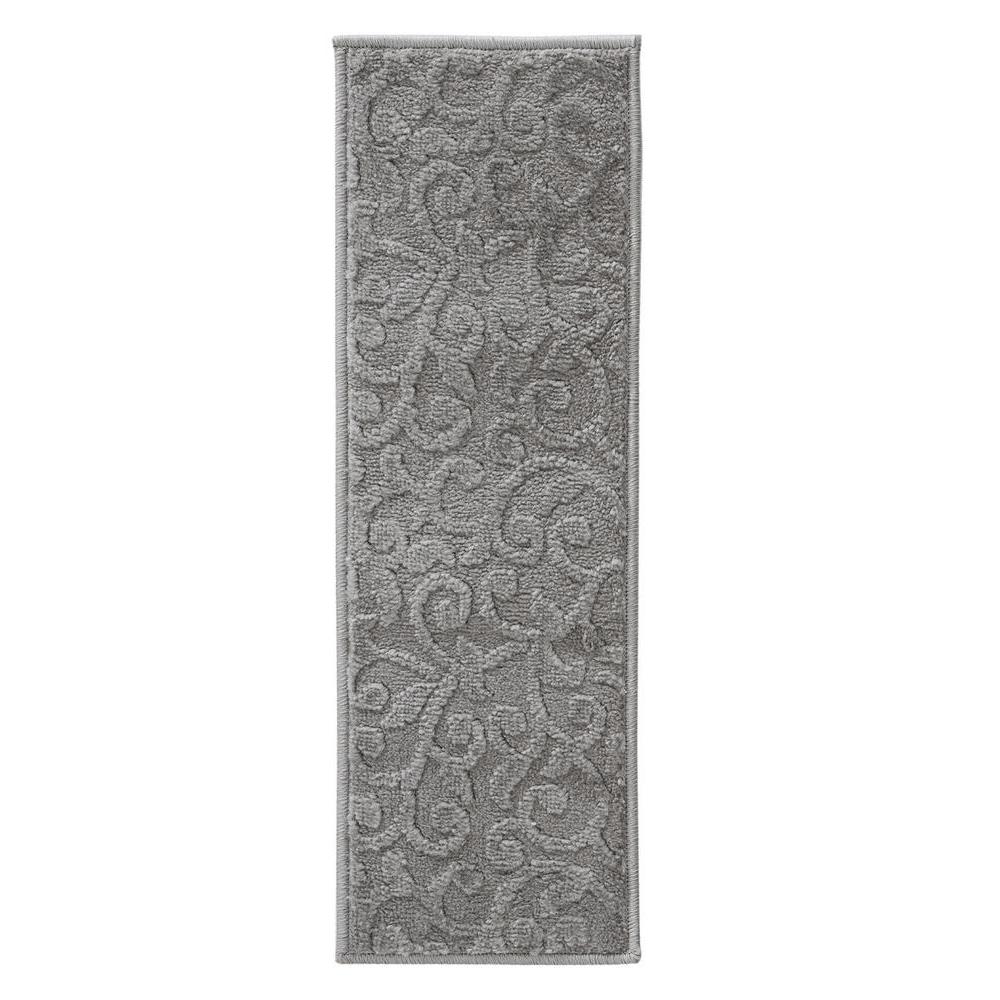 SUSSEXHOME Leaves Collection Gray 9 in. x 28 in. Polypropylene Stair
