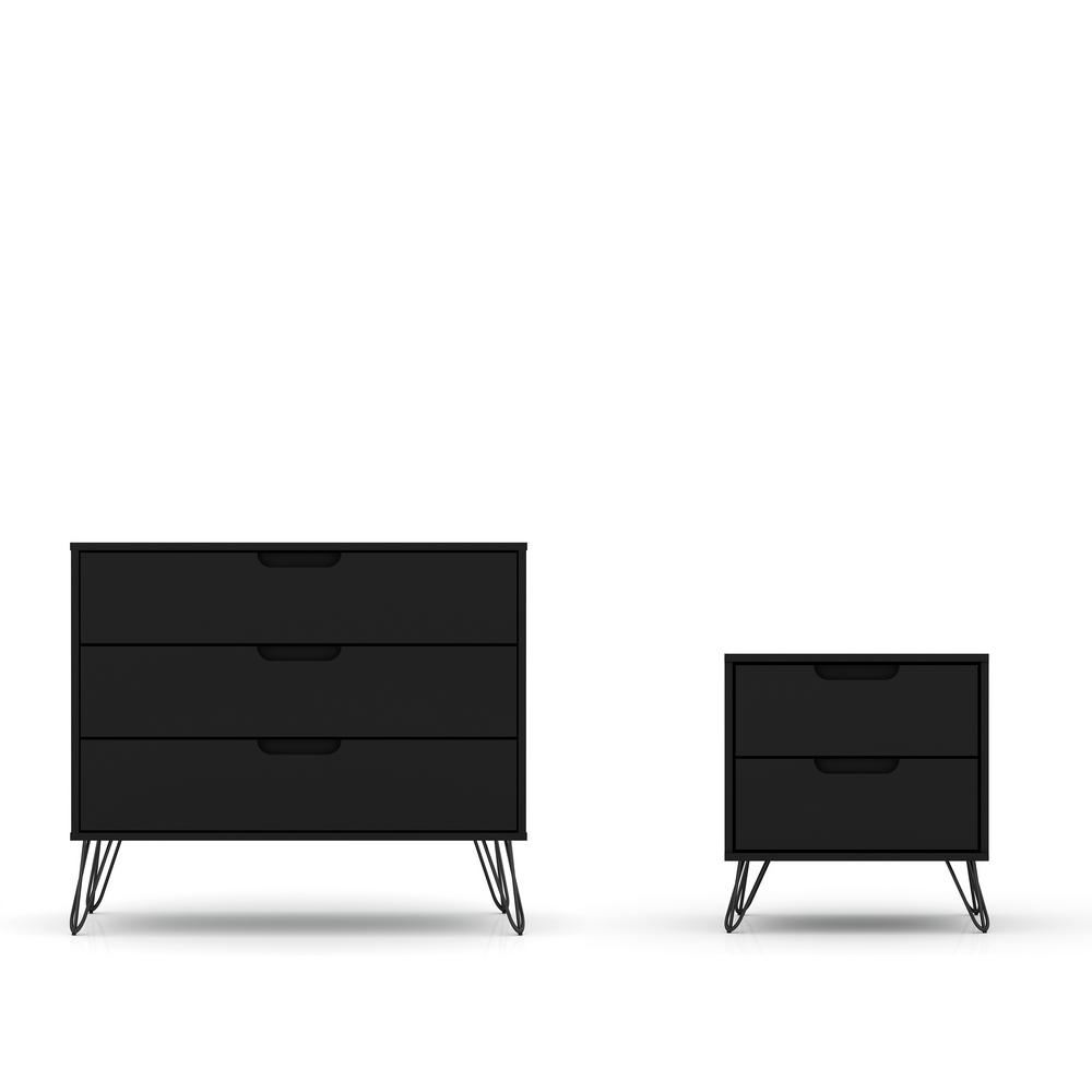 Luxor Intrepid 5 Drawer Black Mid Century Modern Dresser And
