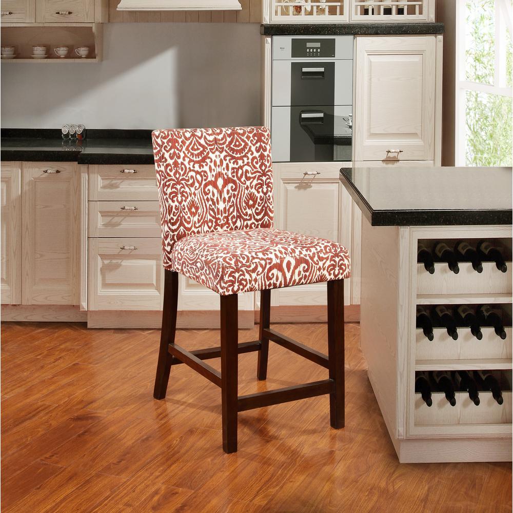 Linon Home Decor Morocco Lava 24 in. Red Cushioned Bar Stool-0225LAV01U ...