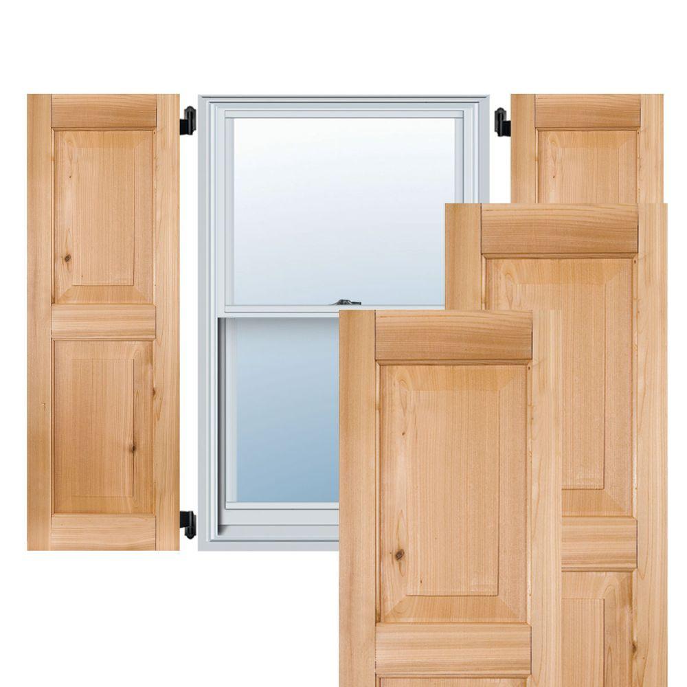 Unfinished 15W x 61H Per Pair Ekena Millwork RWL15X061UNP Exterior Real Wood Pine Louvered Shutters