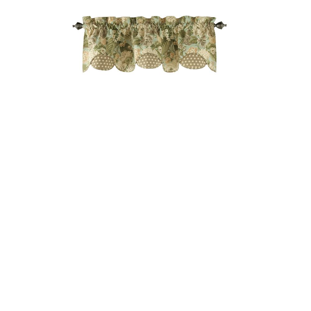 Waverly Garden Glory Scalloped Window Valance In Mist 60 W X 16 L Waverly Garden Glory Scalloped Window Valance In Mist 60 W X 16 L