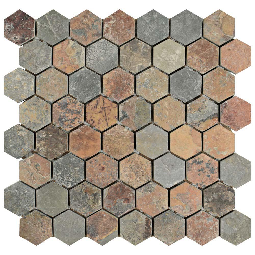 Merola Tile Crag Hexagon Sunset 111/8 in. x 111/8 in. x