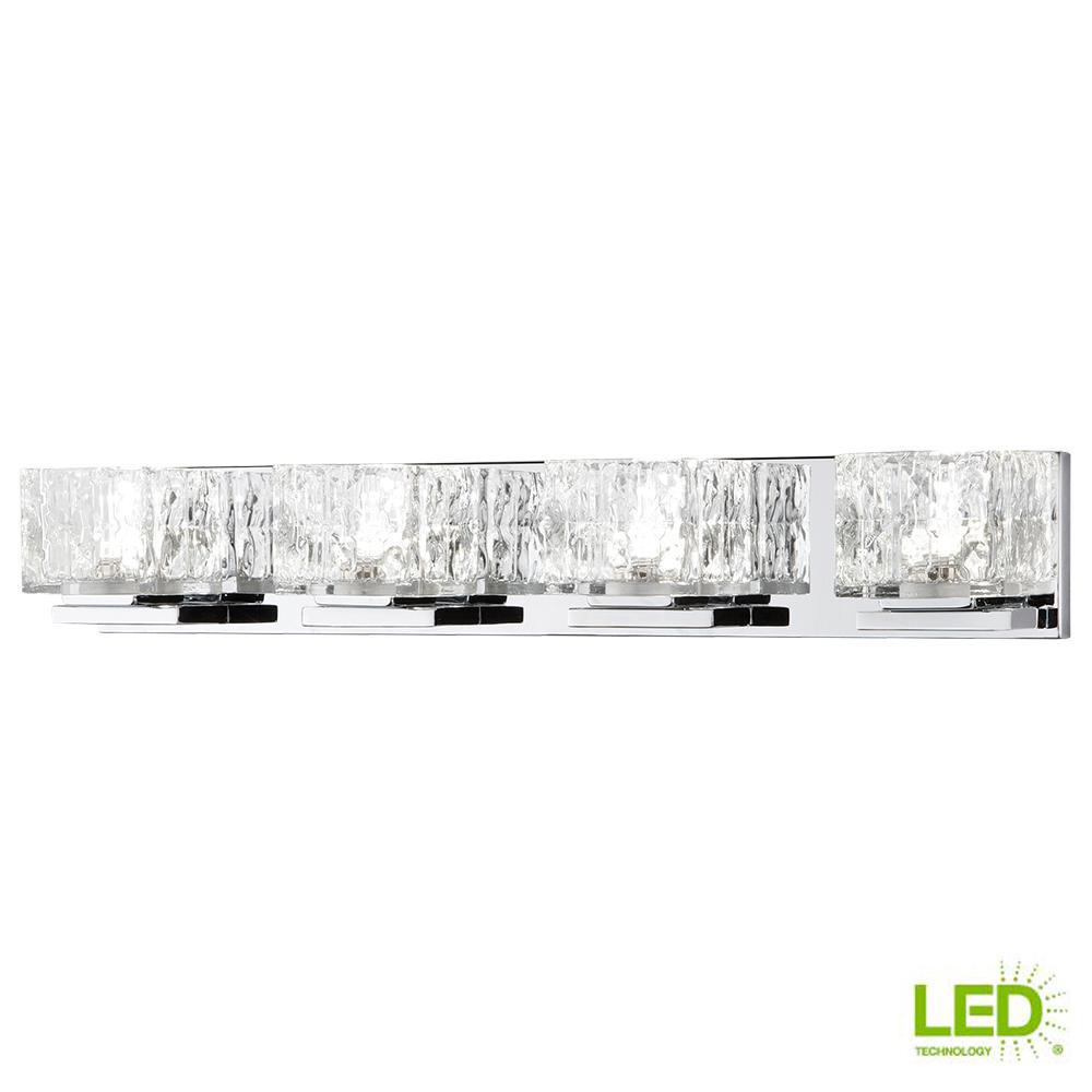 Home Decorators Collection 24-Watt Chrome Integrated LED Bath Light with Clear Cube Glass