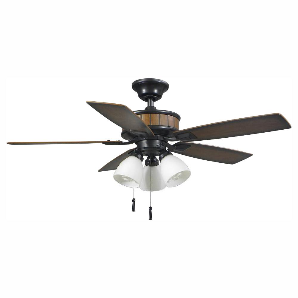 Led Brown Outdoor Ceiling Fans Lighting The Home Depot