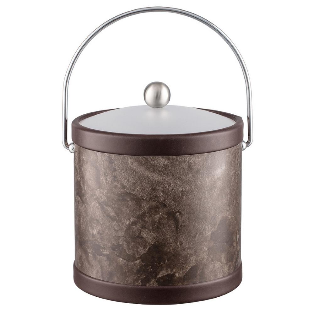 Kraftware Tunisia Stone 3 Qt. Brown Ice Bucket with Bale Handle and