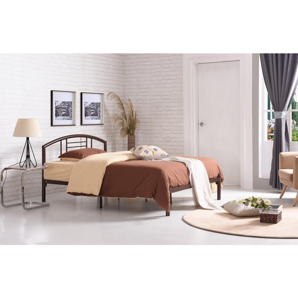 Hodedah Low Line Twin Size Metal Bed With Headboard In Bronze Hi813 Hodedah Low Line Twin Size Metal Bed With Headboard In Bronze