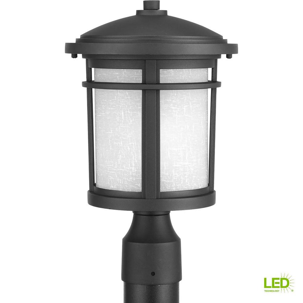 Post Lighting Outdoor The Home Depot Wish Collection 1 Light Textured Black Led Outdoor Post Lantern