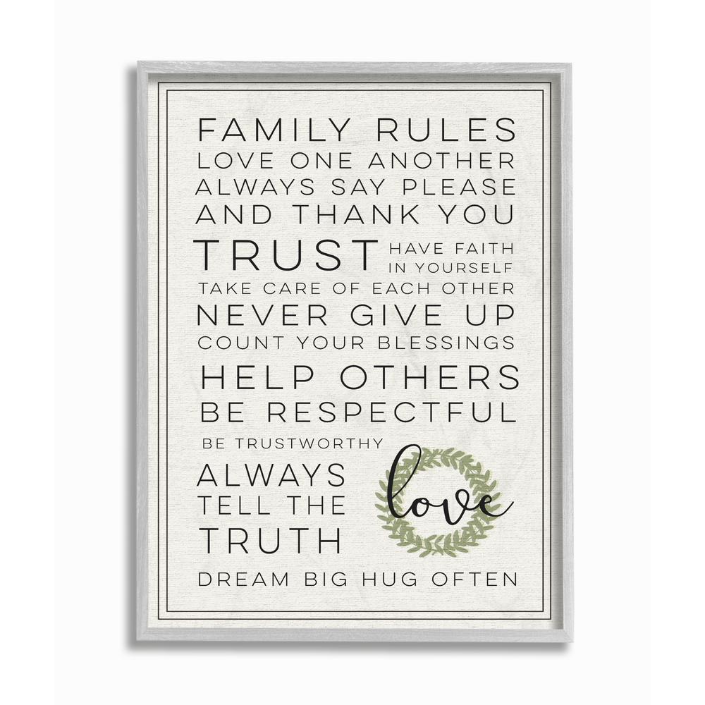 The Stupell Home Decor Collection 16 In X 20 In Family Rules Love Dream Often By Daphne Polselli Framed Wall Art Fwp 144 Gff 16x20 The Home Depot