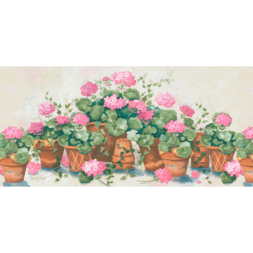 FDB06743 Terracotta floral wallpaper border
