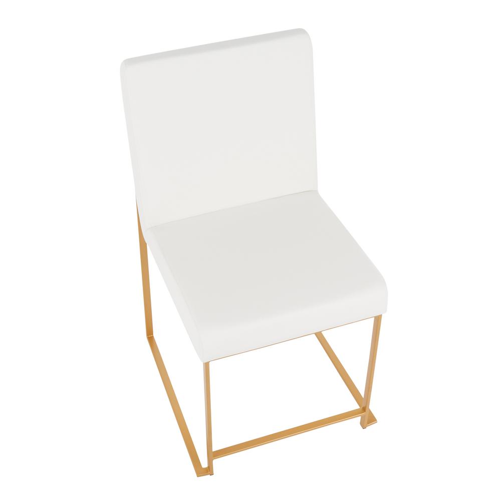 Lumisource Fuji White Faux Leather Gold In High Back Dining Chair - White Leather Dining Chairs Au Lumisource Fuji White Faux Leather Gold In High Back Dining Chair - White Leather Dining Chairs Au