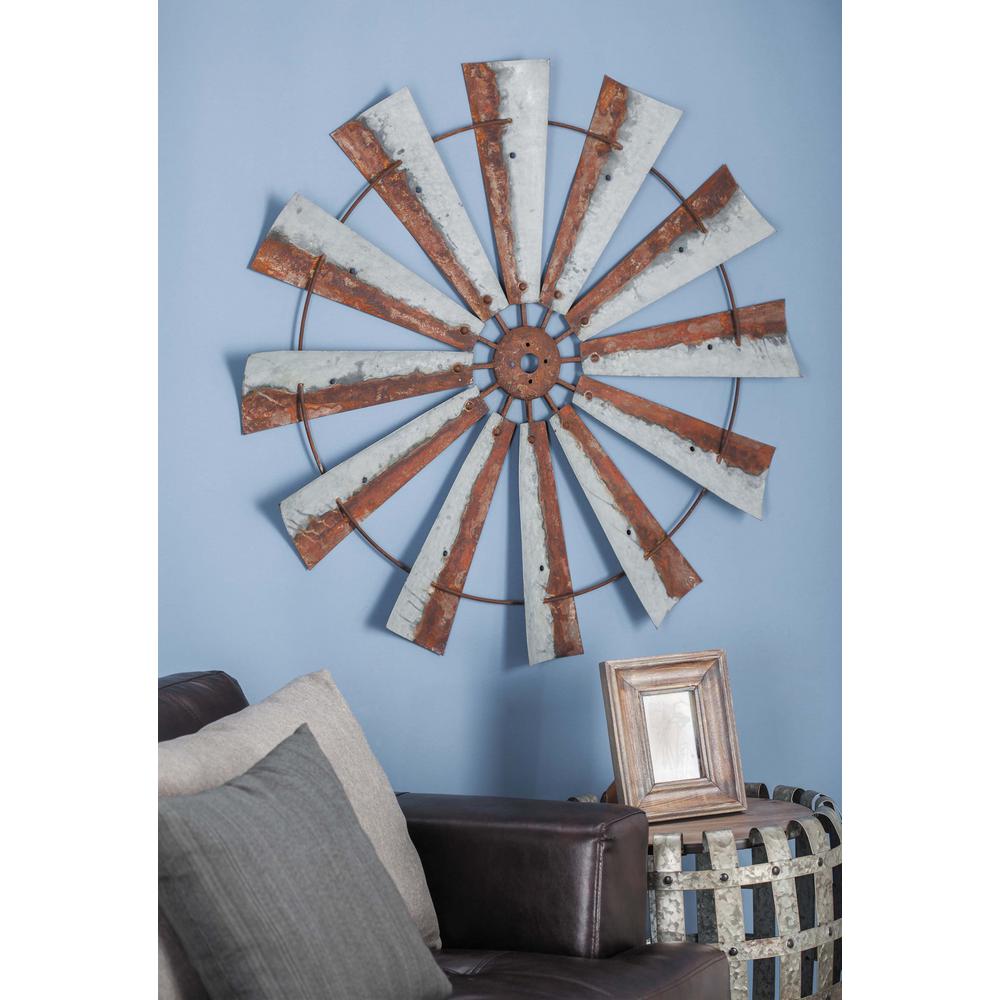 39 In Rustic Wheel Shaped Metal Wall Art