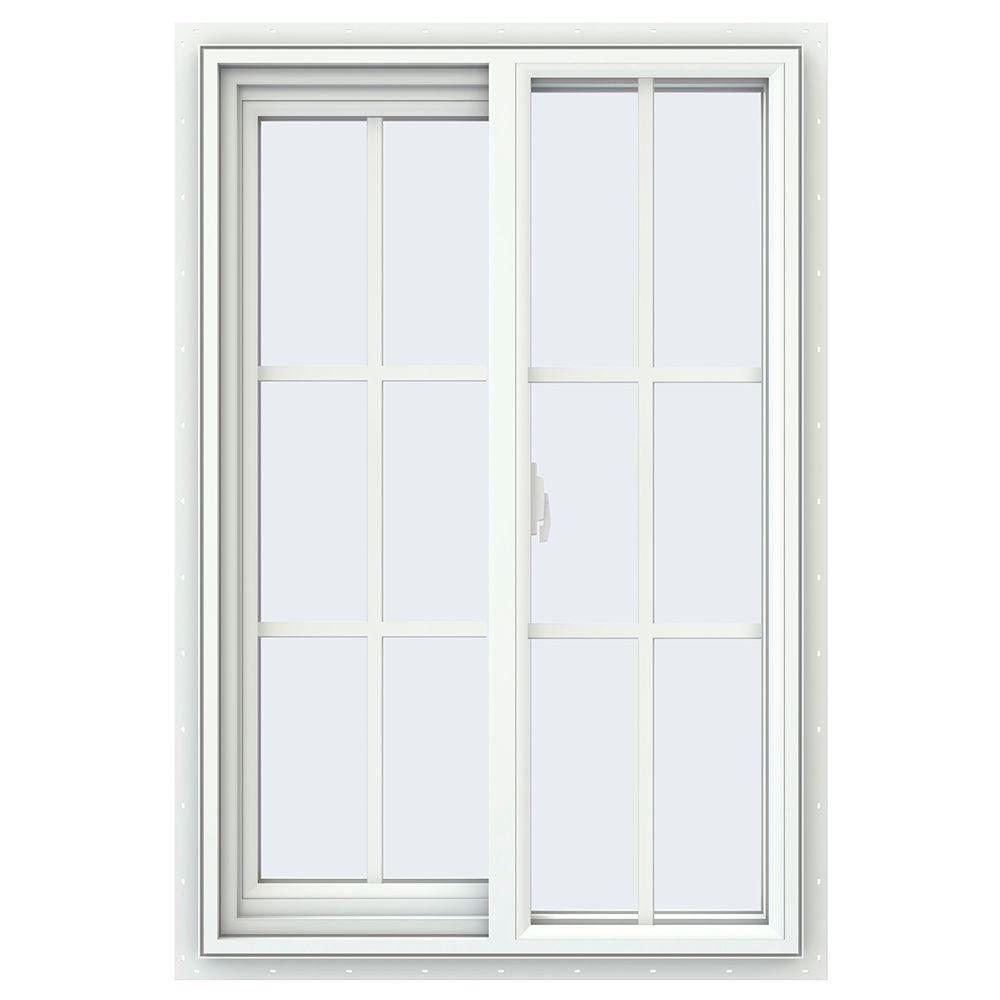 JELDWEN 23.5 in. x 35.5 in. V2500 Series White Vinyl LeftHanded Sliding Window with Colonial