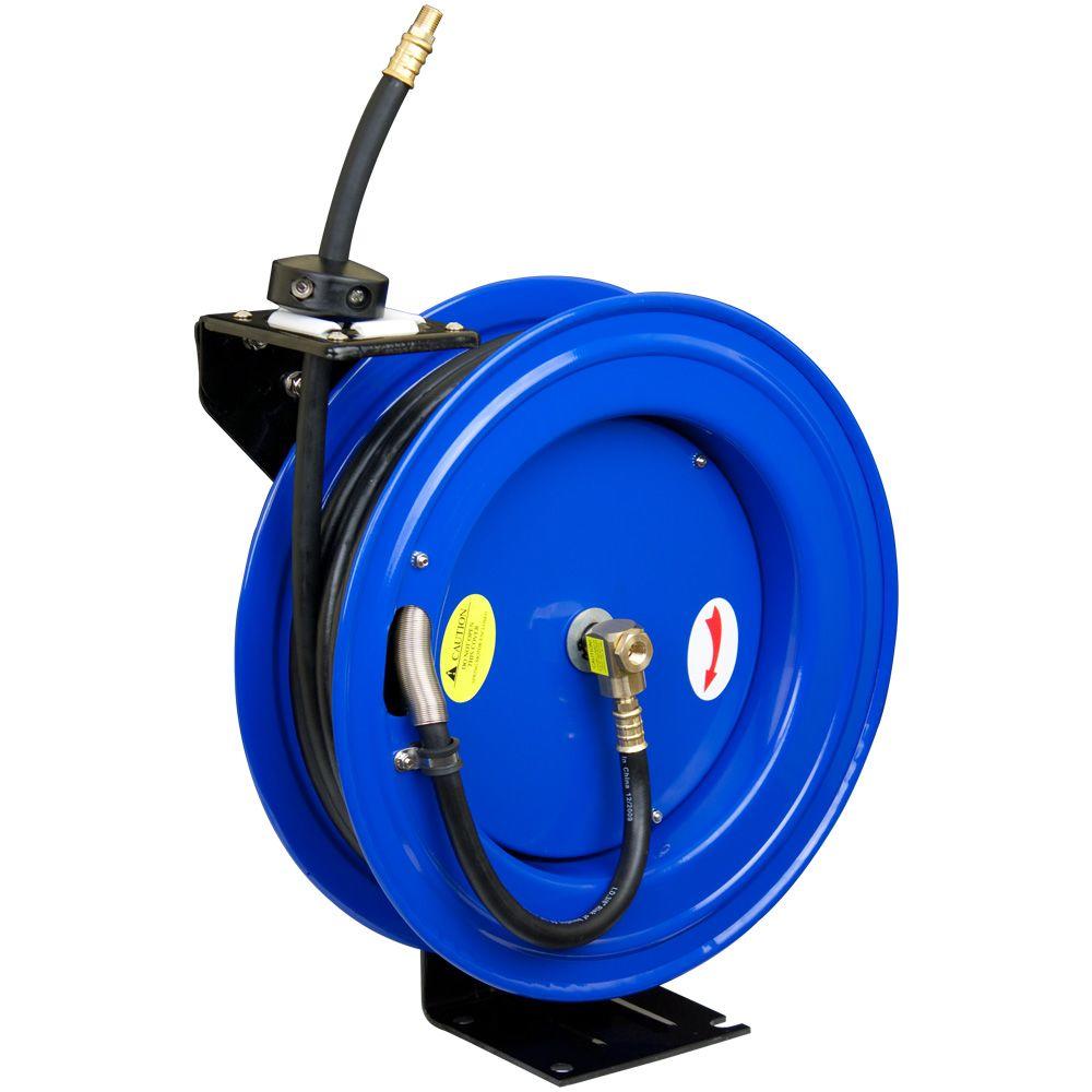 Steel Core Metal Retractable Air Hose Reel with 3/8in x 25ft Rubber Hose