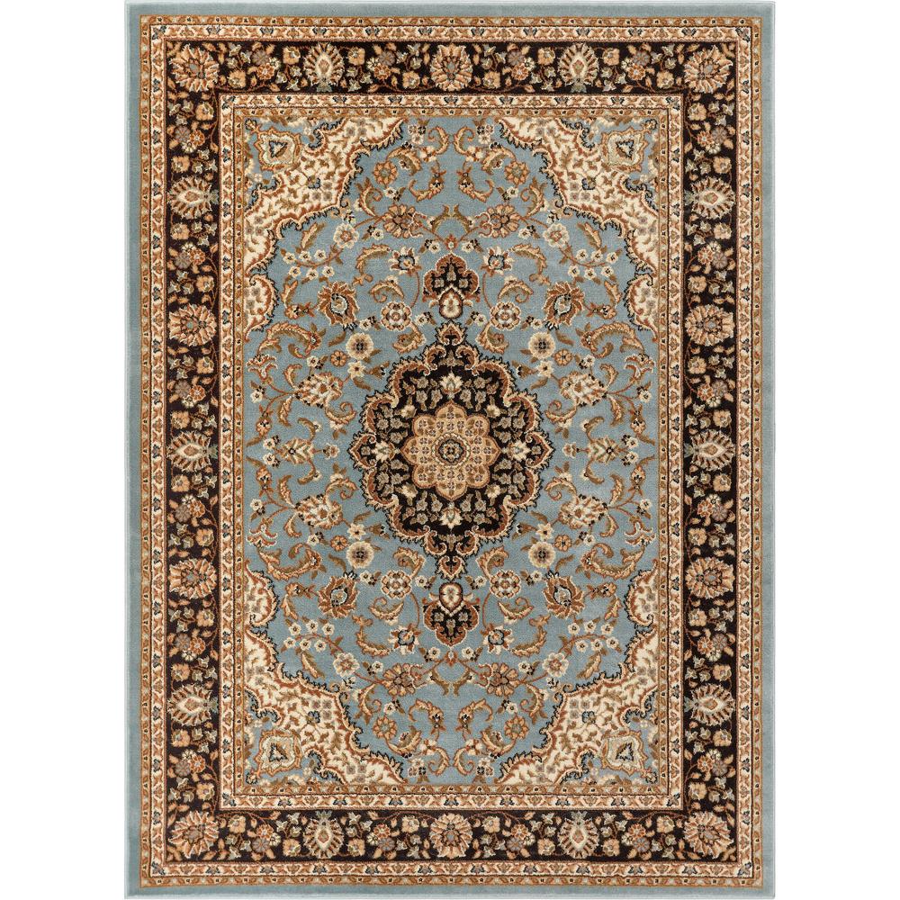 Well Woven Barclay Medallion Kashan Light Blue 8 ft. x 10 ft