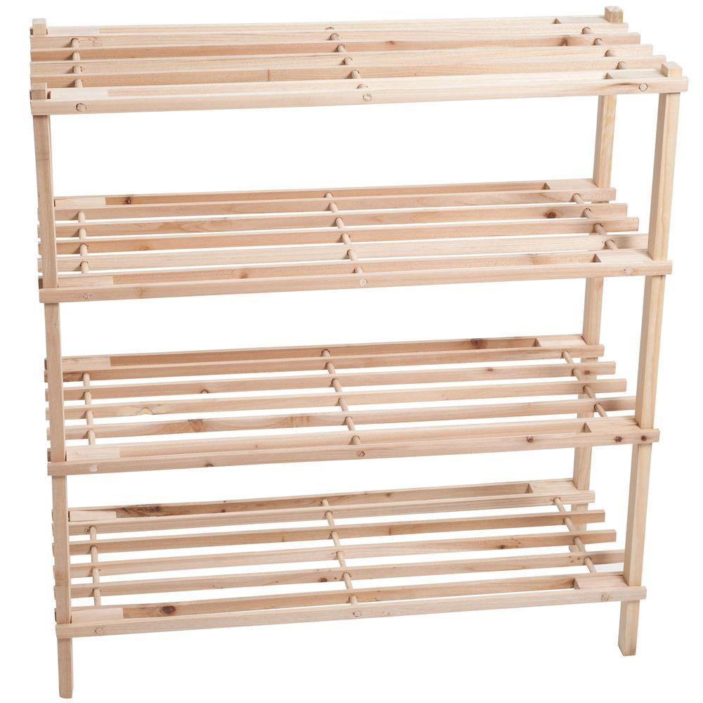 Lavish Home 4 Tier 12 Pair Blonde Wood Shoe Organizer 83 10 4 The Home Depot