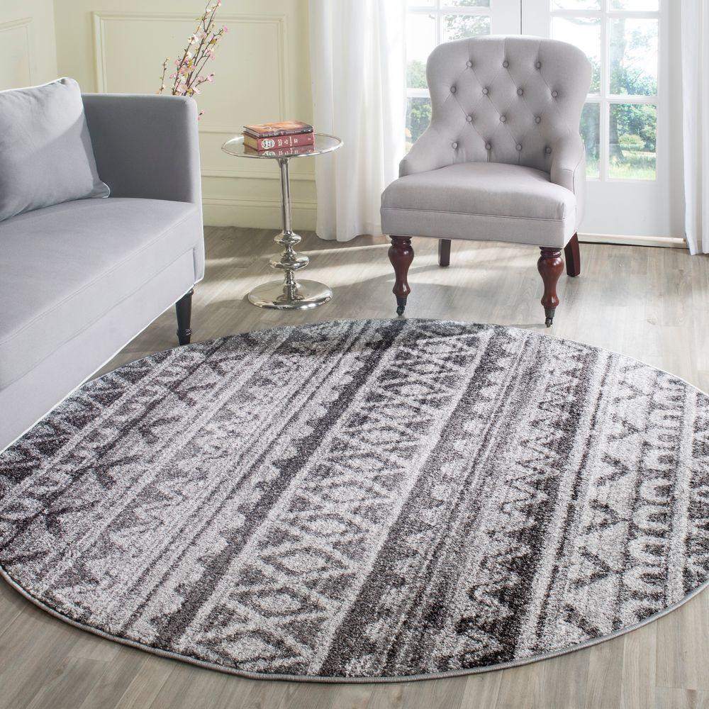 Safavieh Adirondack Ivory/Charcoal 6 Ft. X 6 Ft. Round Area Rug-ADR119N ...