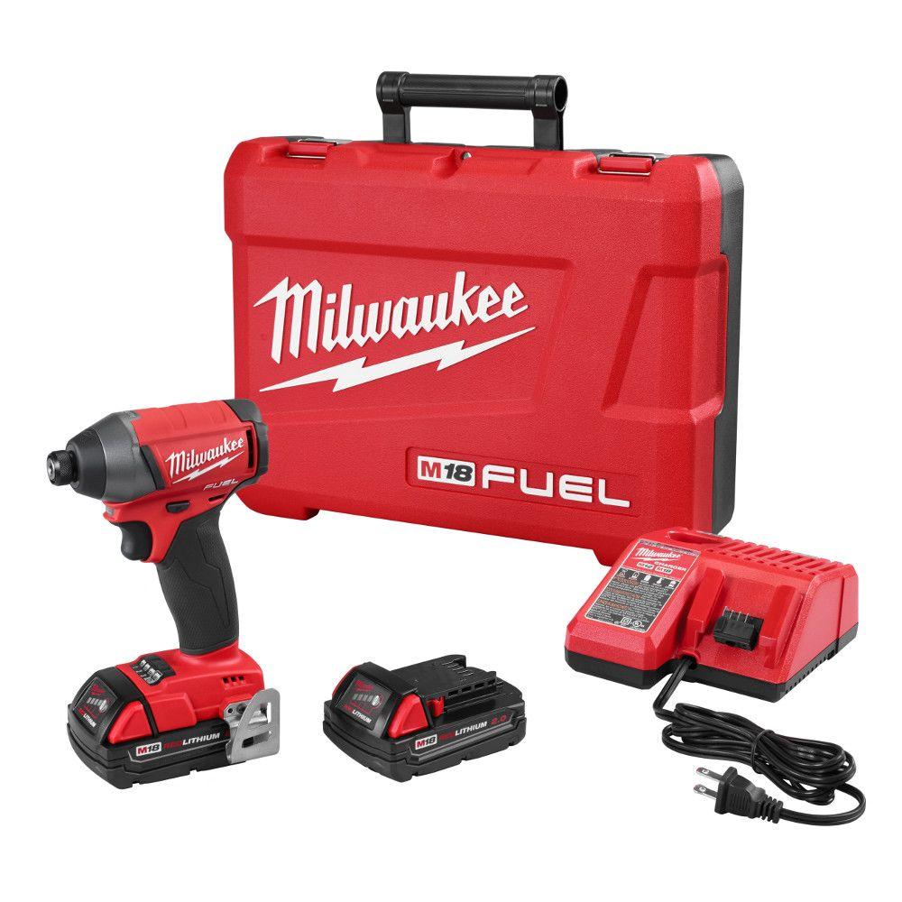 Milwaukee M18 Fuel Impact Driver Kit, With Compact Batteries, 1/4 In. by Milwaukee