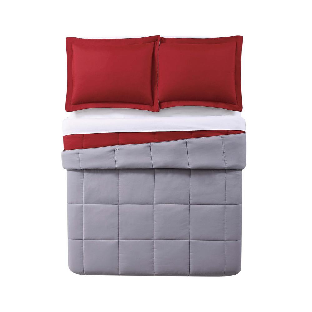 Everyday 2 Piece Red And Grey Twin Xl Comforter Set Cs1656rgtx 17