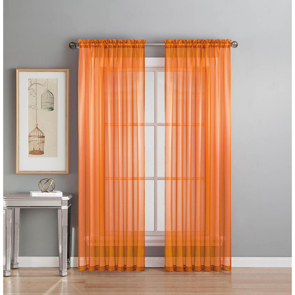 Window Elements Sheer Diamond Orange Rod Pocket Extra Wide Window Elements Sheer Diamond Orange Rod Pocket Extra Wide Curtain Panel 56 In