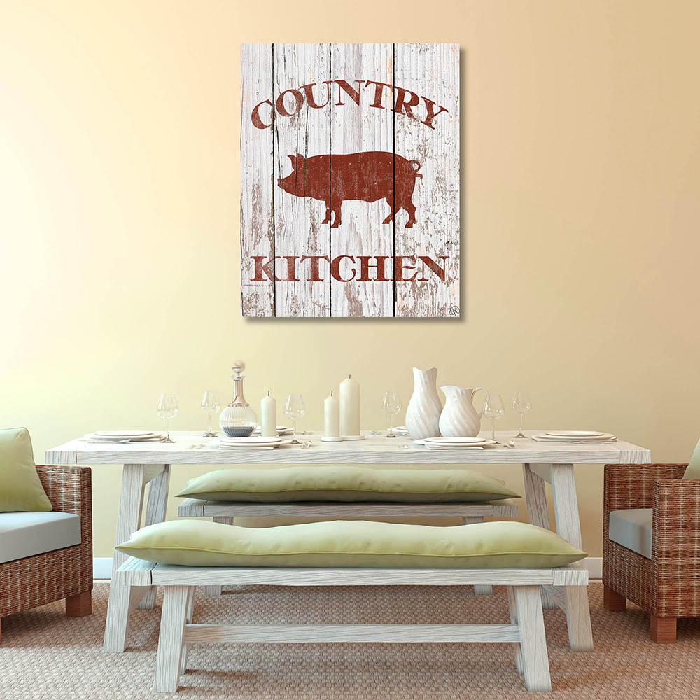 Creative Gallery 11 In X 14 In Country Kitchen Pig On White Wrapped Canvas Wall Art Print Fhs00088c1114t The Home Depot