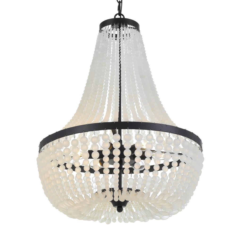 Crystorama Rylee 6 Light Matte Black Beaded Chandelier 608 Mk The Home Depot