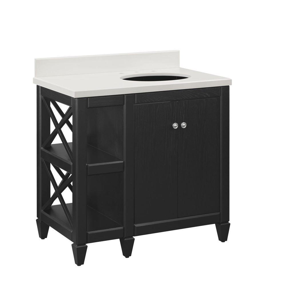 Home Decorators Collection Hayes Contemporary 36 in. Bath Vanity in Black with Cultured Marble ...