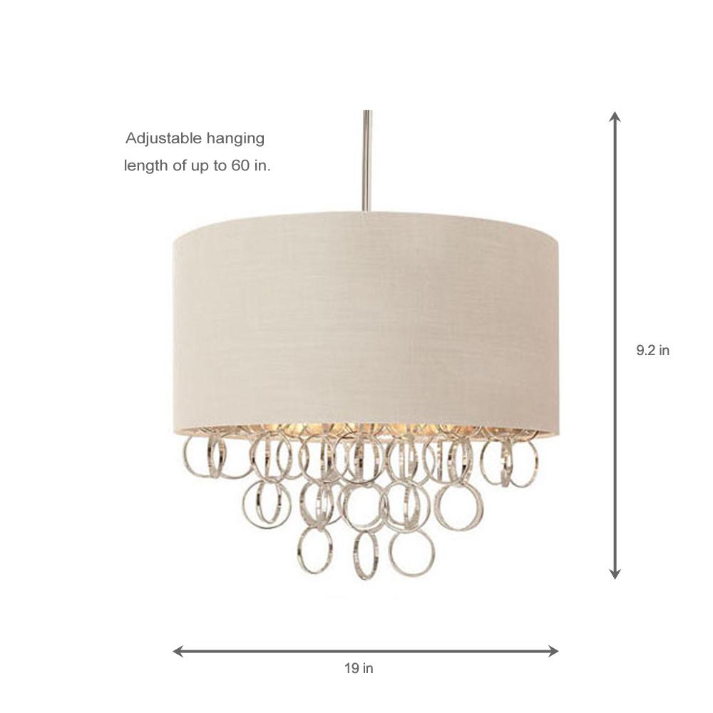 Hampton Bay 3 Light Cascading Ring Polished Nickel Pendant With White Drum Shade 19714 000 The Home Depot - White Drum Shade For Chandelier Hampton Bay 3 Light Cascading Ring Polished Nickel Pendant With White Drum Shade 19714 000 The Home Depot - White Drum Shade For Chandelier