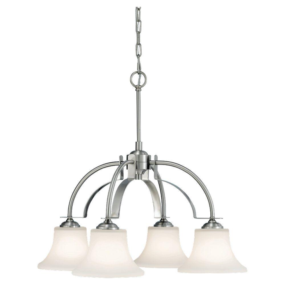 Hampton Bay Hastings 5 Light Brushed Steel Chandelier Hampton Bay Hastings 3 Light Brushed Steel Chandelier With White
