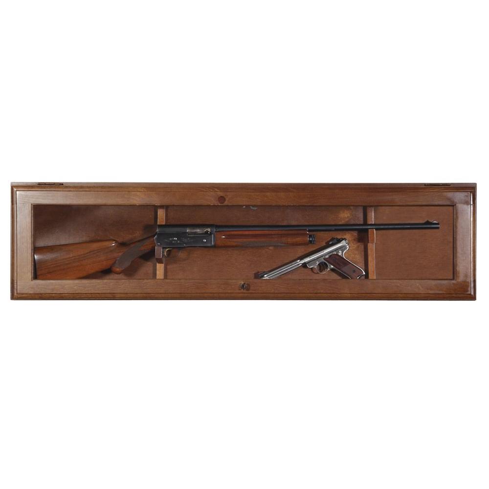 Small Gun Cabinets Racks Safes The Home Depot 1 Gun Horizontal Key Locking Display Cabinet In Brown