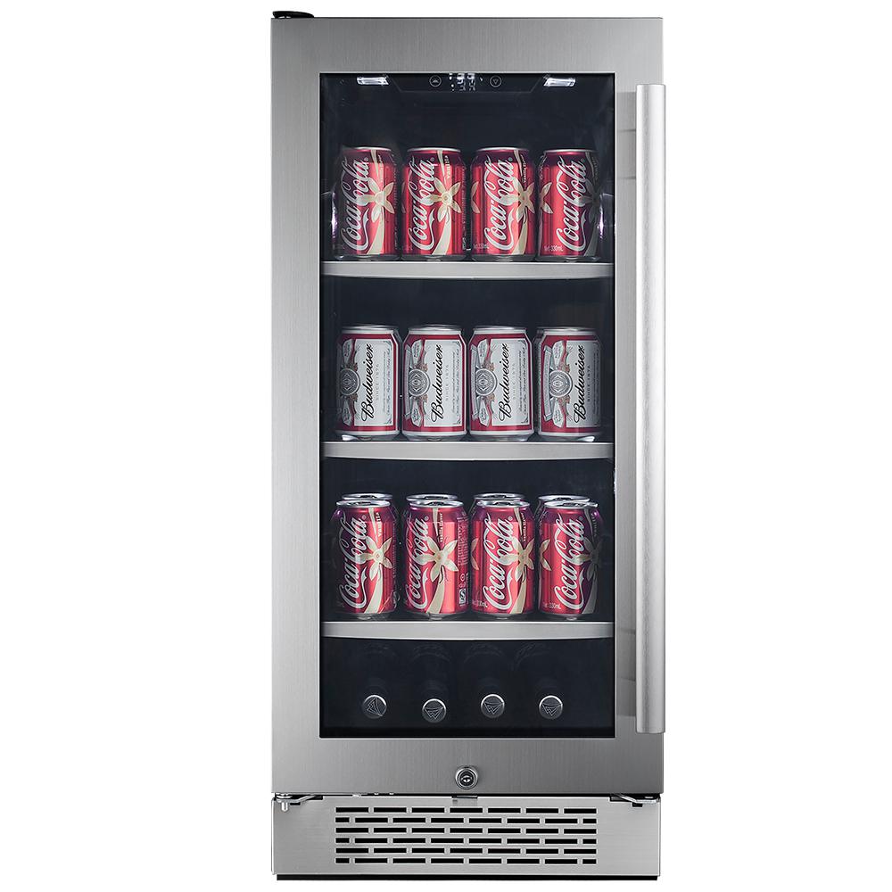 Avallon Single Zone 15 in. 86-Can Built-in Beverage Cooler - Left Hinge, Black Cabinet/Stainless Steel Door And Handle - ABR151SGLH - Refrigerators The slim and stylish Avallon ABR151SGLH 86 Can Bui sku ABR151SGLH