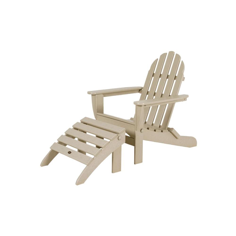 POLYWOOD Classic Sand Plastic Patio Adirondack ChairPWS1361SA The Home Depot