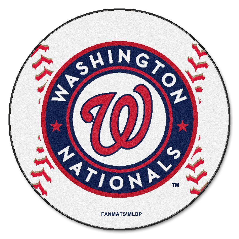 FANMATS MLB Washington Nationals White 2 Ft. X 2 Ft. Round Area Rug ...