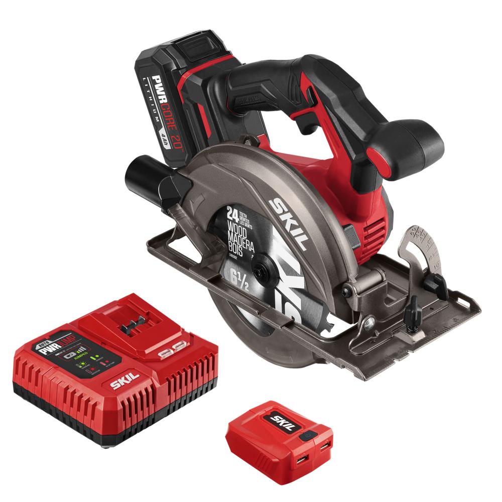 SKIL PWRCore 20™ Brushless 20V 6-1/2'' Circular saw Kit with with 4.0 Ah Lithium Battery and PWRJump™ Charger