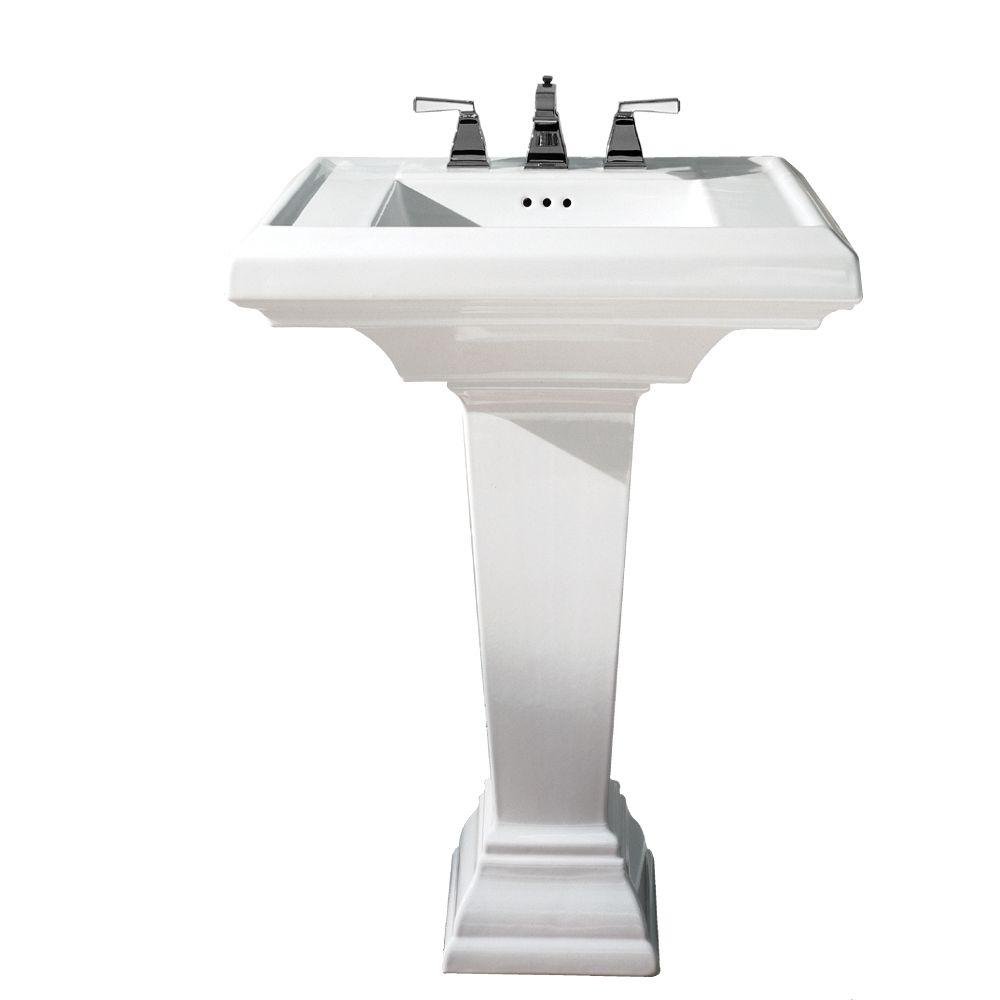 American Standard Town Square Pedestal Combo Bathroom Sink With 8 In Faucet Centers In White