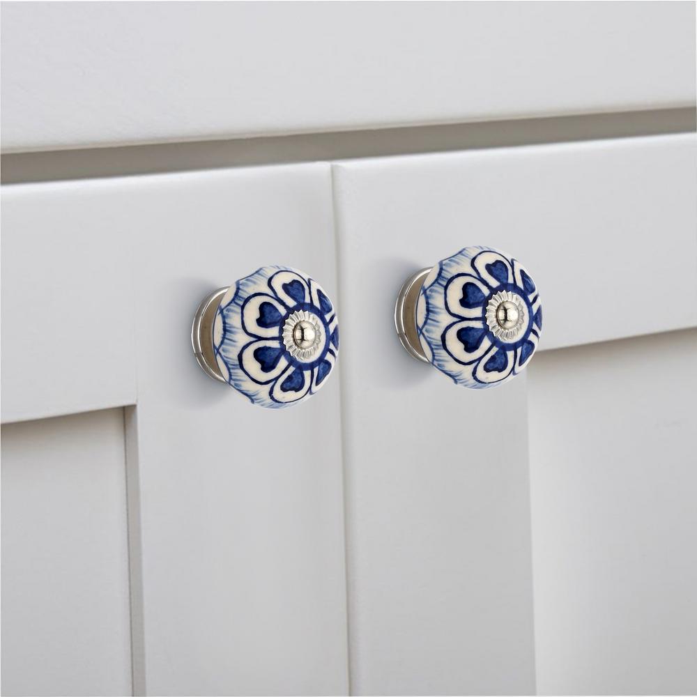 Mascot Hardware Heart Washed 1 57 In Blue Round Cabinet Knob