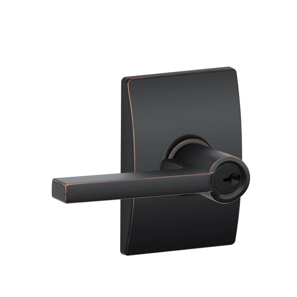 Schlage Latitude Aged Bronze Entry Door Lever With Century Trim-F51A ...