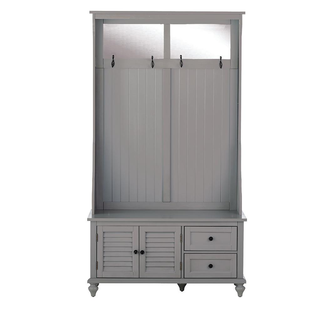 Entryway Furniture The Home Depot Hamilton Distressed Grey Hall Tree