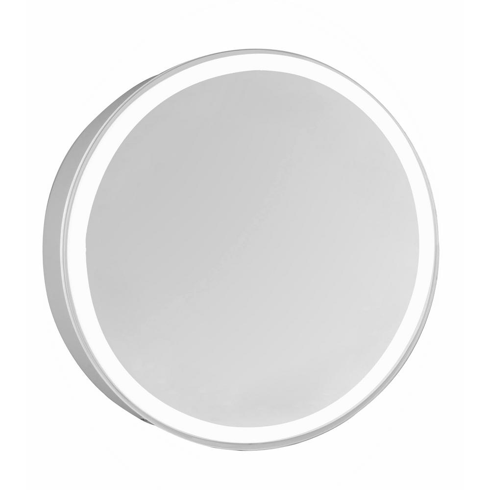 Klein 30 In X 4 Sides Led Edge Wall Mirror With Round Steel Frame Color Temperature 5000k Glossy White