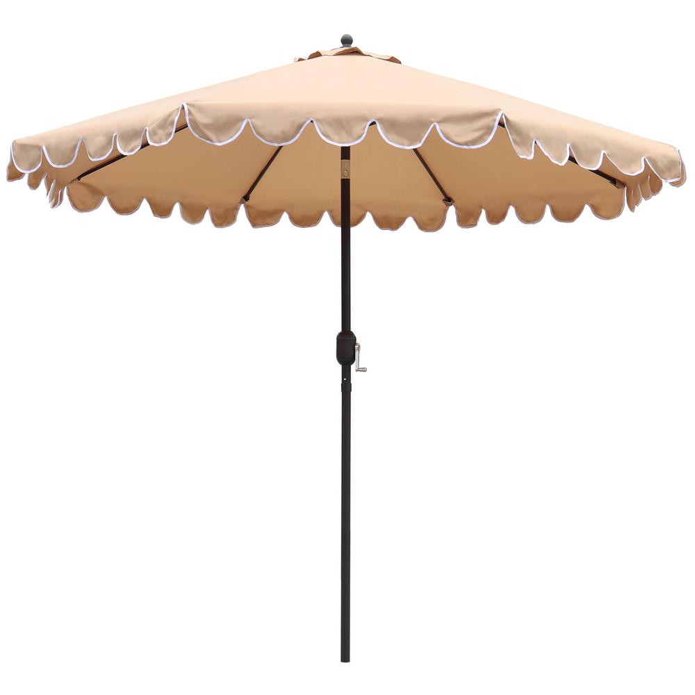 Maypex 9 ft. Steel Market Crank and Tilt Square Scallop Patio Umbrella