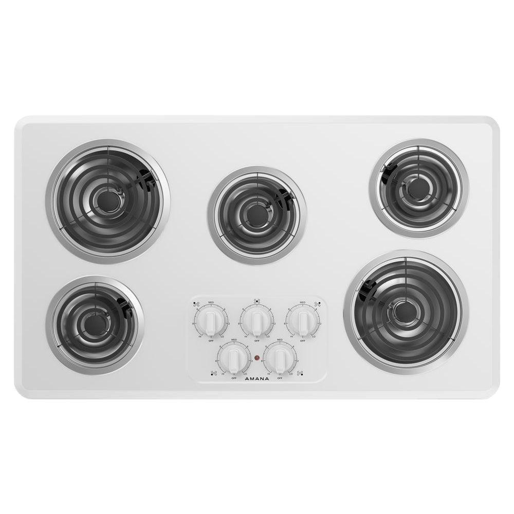 Amana 36 in. Coil Electric Cooktop in White with 5 ElementsACC6356KFW