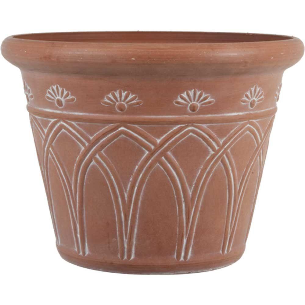 Pride Garden Products 16 in. Dia Arch Terra Cotta Plastic Planter