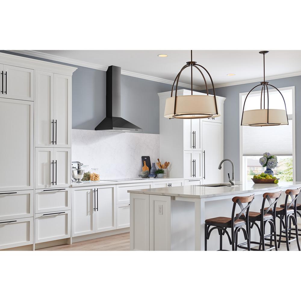 BroanNuTone 30 in. Convertible Wall Mount Chimney Range Hood with LED Light in Black Stainless