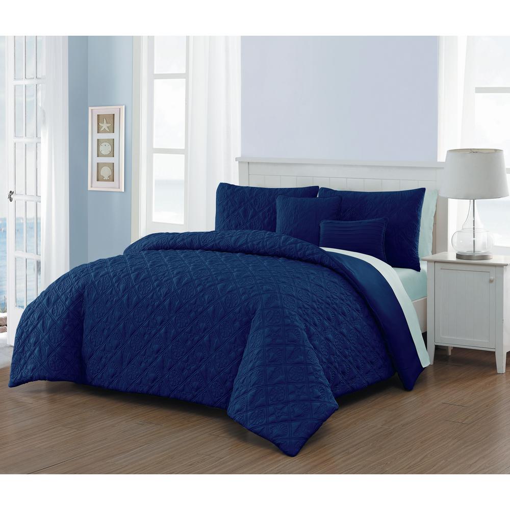 blue queen bed