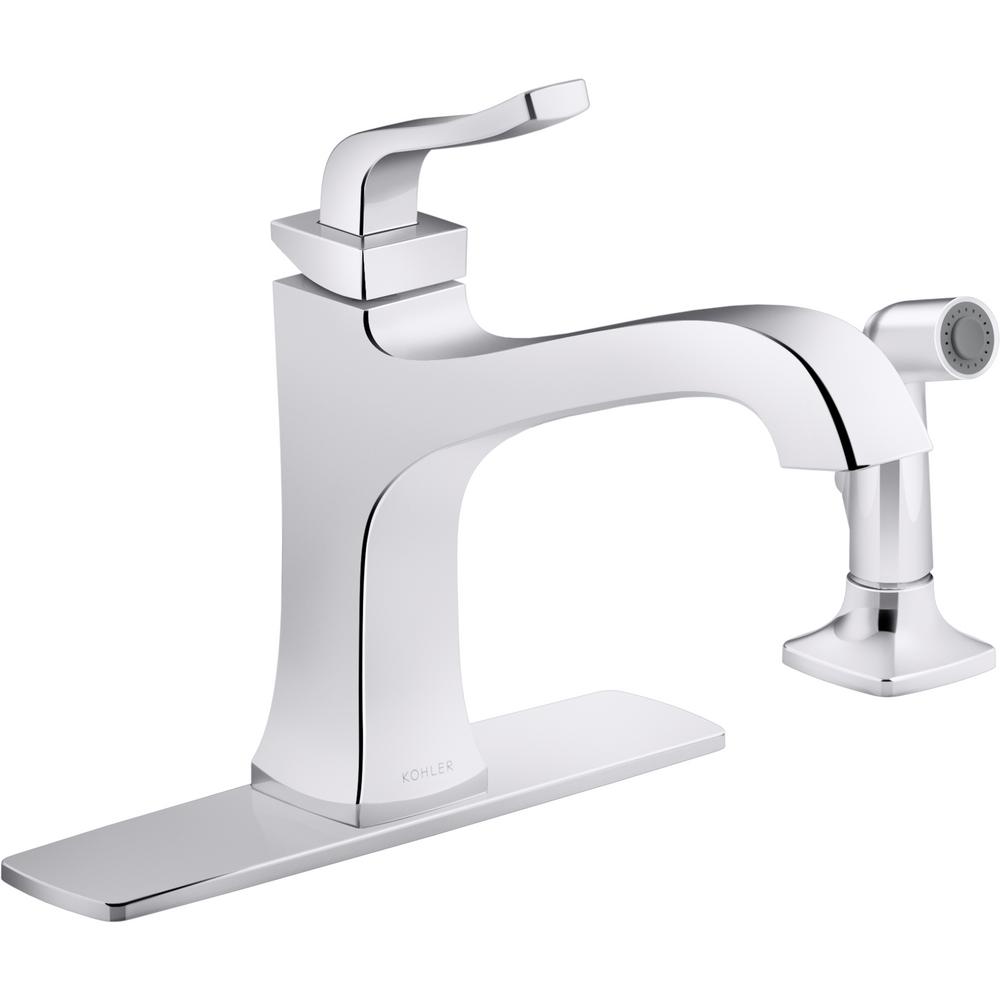 KOHLER Rubicon SingleHandle Standard Kitchen Faucet with Side Spray in Polished ChromeKR26581