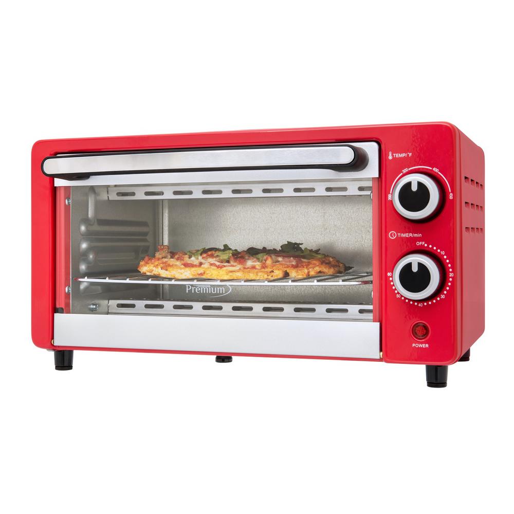 PREMIUM 4-Slice Red Toaster Oven-PTO91R - The Home Depot