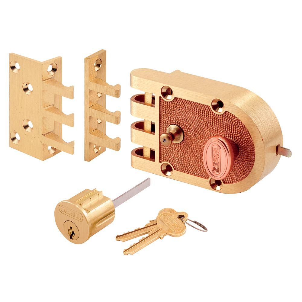 PrimeLine Single Cylinder Deadbolt Brass Slam Lock with Flat and Angle