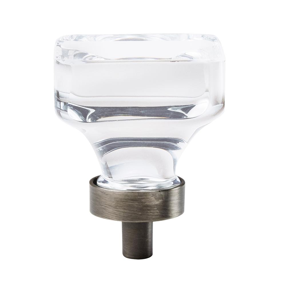 Amerock Glacio 13/8 in. (35 mm) Dia Clear Crystal/Gunmetal Square